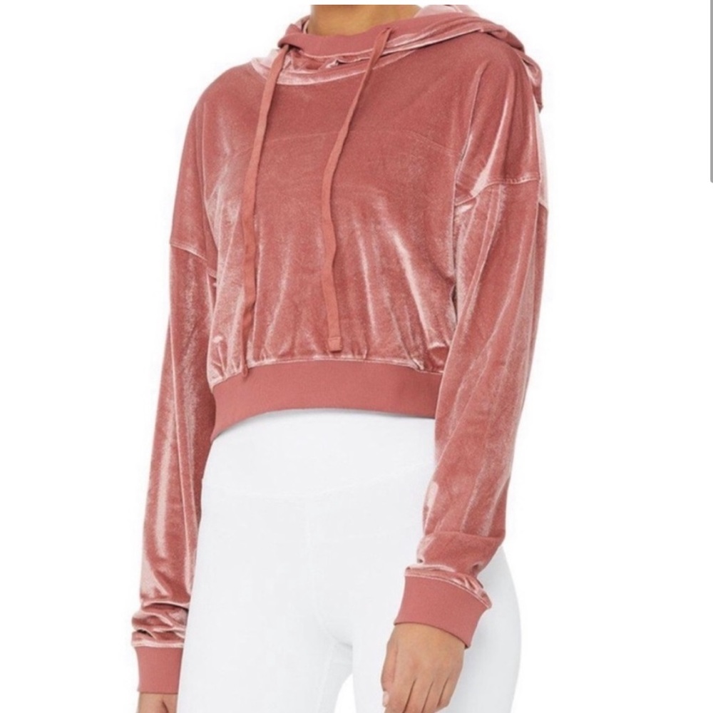 Alo Yoga Rosewood Layer Velour Hoodie Sweatshirt